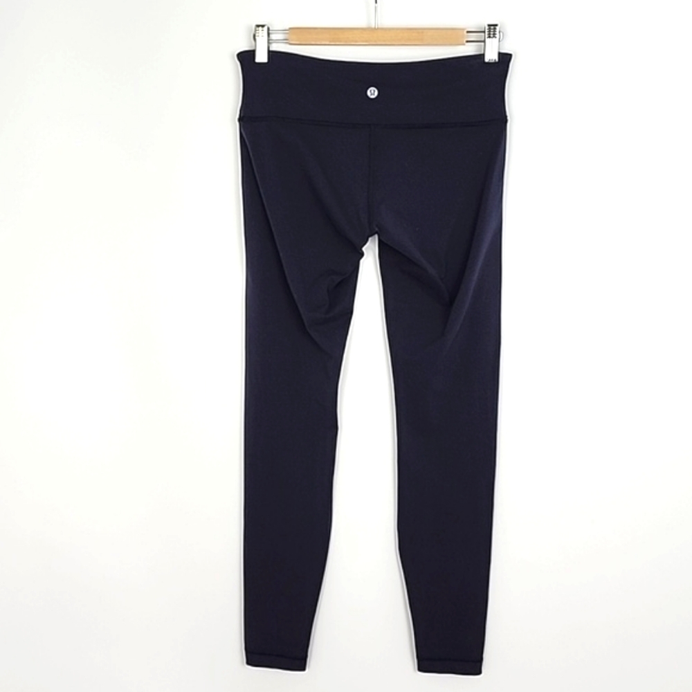 Lululemon Wunder Under Navy Blue Leggings Stretch Yoga 27" Inseam Size 8